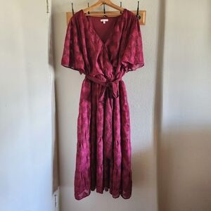 Flying Tomato Textured Purple Burgundy Midi/Maxi Dress - Plus Sz 2X